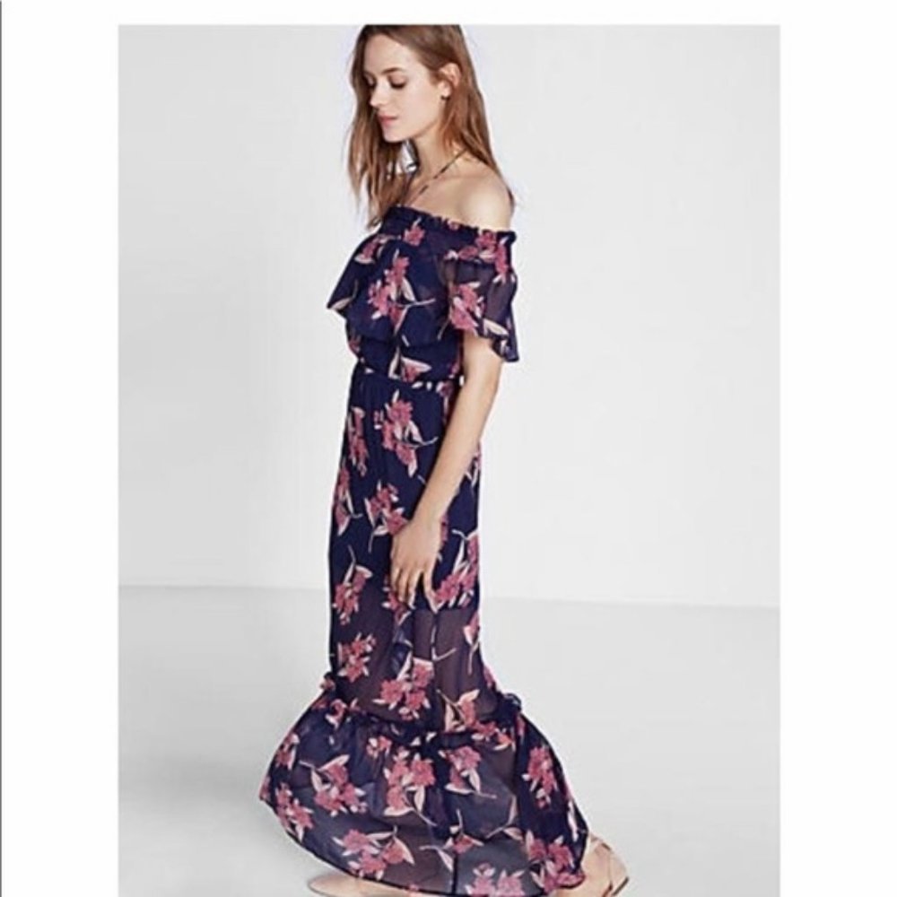 Express Off Shoulder Floral Maxi Dress